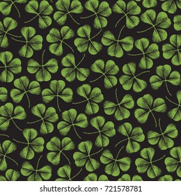 background pattern with clover with three leaf (vintage engraved vector illustration)