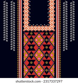 background pattern collar pattern from geometric shapes for shirts white red orange traditional on black background