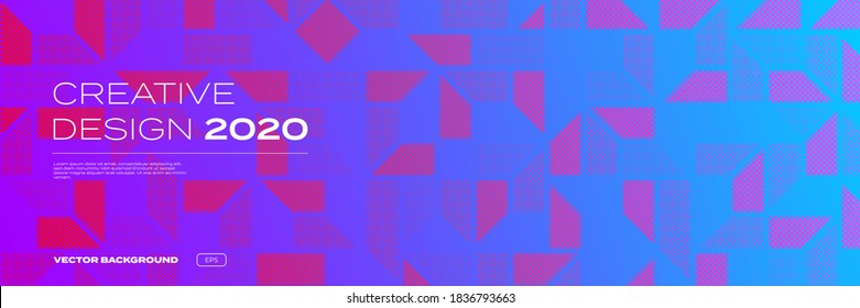 Background pattern, color gradient halftone creative design, 2020 trend vector. Abstract geometric and digital technology dot halftone pattern, on purple pink neon background