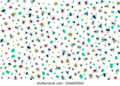 Background pattern from colorful insects. Vector illustration.