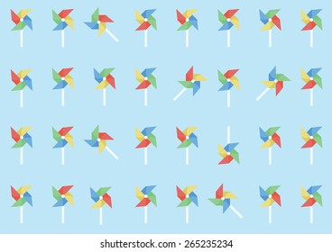 background pattern with colorful windmills.