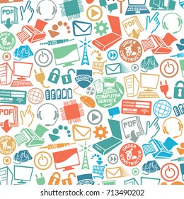 Background pattern with computer and communication icons