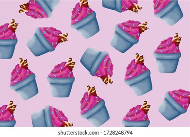 Background Pattern of Cup Ice Cream Design