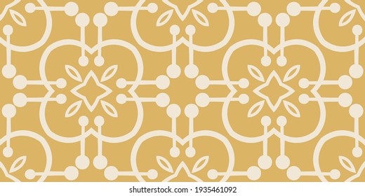 patrón de fondo con ornamento decorativo sin soldadura sobre un fondo dorado, imagen vectorial