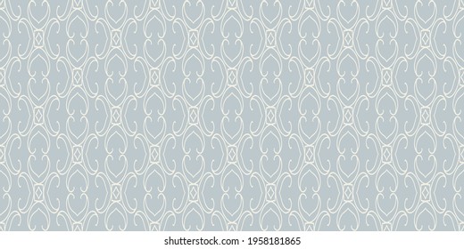Hintergrundmuster mit dekorativem Ornament im Vintage-Stil auf grauem Hintergrund. Nahtloses Muster, Textur. Geeignet für Design Buchcover, Poster, Tapete, Einladung, Karten. Vektorgrafik