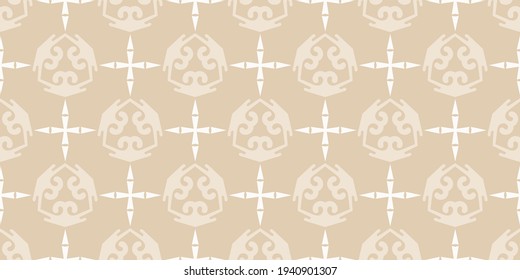 background pattern with decorative ornaments on a beige background. Seamless pattern, texture. Wallpaper for your design. Vector image