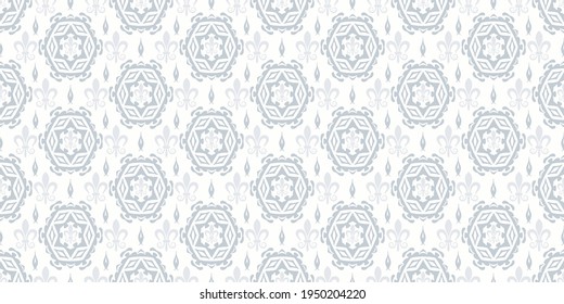 Background pattern with decorative ornaments on a white background. Seamless wallpaper texture for your design. Vector image
