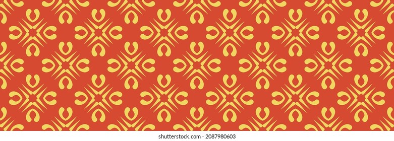 Background pattern with decorative ornaments, vintage style on a red background. Seamless wallpaper texture. Vector image
