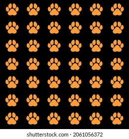 Hintergrundmuster von Hunden, Tierfußspuren. flaches Design von Hundeschäften, Fußspuren und Designs