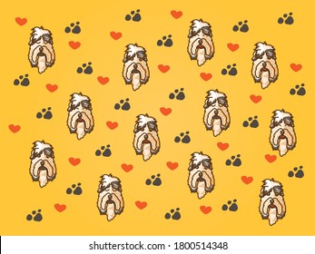 Background pattern of the dogs. Shirt vector background pattern.   Glass or handkerchief pattern