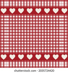 Tela de patrón de fondo con cheques y corazones blancos rojos
Ilustración del vector aislada en fondo blanco
