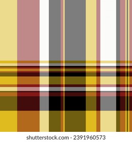 Background pattern fabric of textile plaid tartan with a seamless texture vector check in yellow and pastel colors.