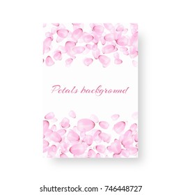 Background pattern with falling cherry blossoms on a white backdrop
