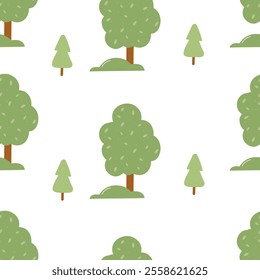 Background pattern featuring trees and greenery in a minimalist design