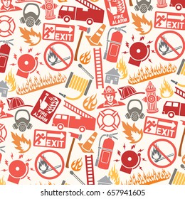 background pattern with firefighter icons and symbols 