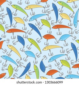background pattern with fishing bait wobbler 