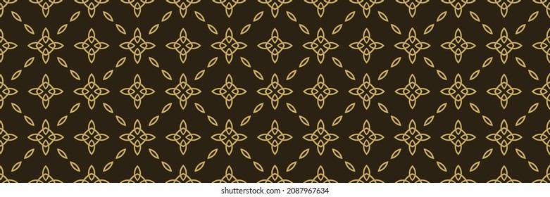 Background pattern with floral decorative ornaments on a black background. Seamless wallpaper texture. Vector image
