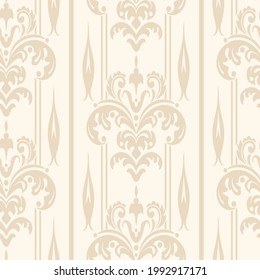 Background pattern with floral ornament beige tones, wallpaper. Seamless pattern, texture. Vector image