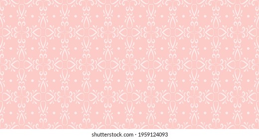 Background pattern with floral ornament on a gentle pink background. Seamless pattern, texture. Vector image