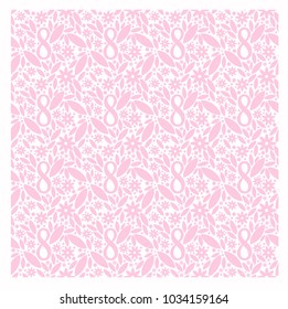 Background pattern with flowers, leaves and number 8 - perfect for March 8 banners and adds