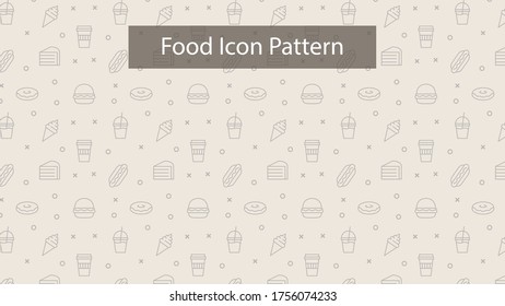 Icono del patrón de fondo de la línea de alimentos. Fondo de la luz de comida rápida / comida basura