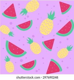 Background pattern fruit pineapple watermelon