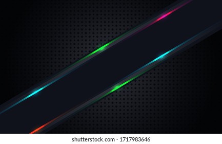 Background pattern of geometric shapes. The template with the texture of the paper is evenly filled with small black indented dots and an insert with shiny highlights. Vector graphics on a black backg