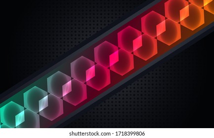 Background pattern of geometric shapes. The template with the texture of the paper is evenly filled with small black indented dots and an insert with abstract rhombuses. Vector graphics on a black bac