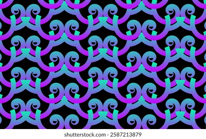 background pattern gradient spiral, letter W, color cyberpunk, vector design batik