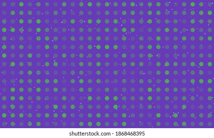 Background pattern from green circles of different shades. Vector illustration on deep purple background with stars