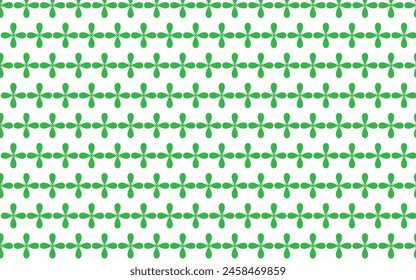 The background pattern is a green floral motif