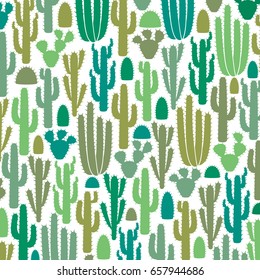background pattern with group of cactus icons