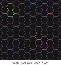 Background Pattern Hexagon Sci-Fi HUD Futuristic Dark Gradients Neon Lights Vector Design