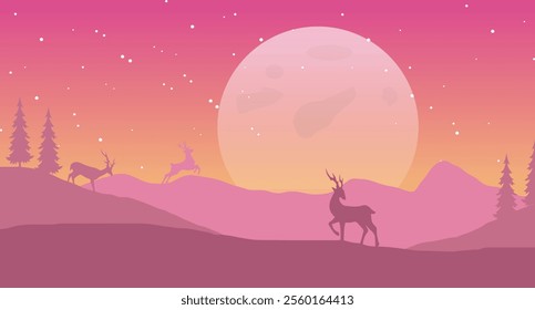 a background pattern, highlighting a silhouette of a deer design emphasizes the animal's graceful form against the pattern, creating an intriguing visual contrast concept illustration.