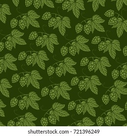 background pattern with hops with leaves (vintage engraved vector illustration)