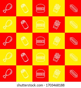 Background pattern with icons of fast food. Y