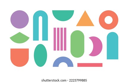 Background pattern illustration graphic of colorful, geometric, abstract form shapes.