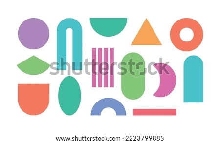 Background pattern illustration graphic of colorful, geometric, abstract form shapes.