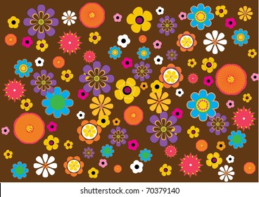 A background pattern inspired by 70s flowers.