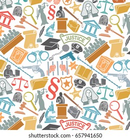 background pattern with law and justice icons 