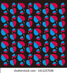 
background pattern with leaf motifs with hearts, with colorful textures.