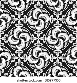 background pattern with leaves in the style of engraving
