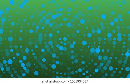 Background pattern from  light blue circles of various sizes and different shades on a green background. Linear gradient background