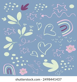 background pattern love clouds flowers hearts polka dots star arrow