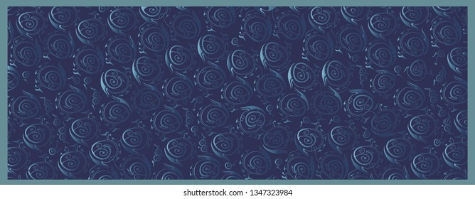 Background pattern made of abstract curved shapes in metallic blue