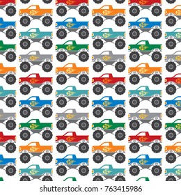 Background pattern with monster trucks