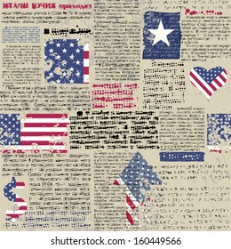 Background pattern. Newspaper with flag USA