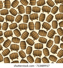 background pattern with old wooden barrels