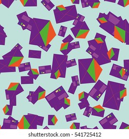 Background pattern with open mail envelope. Modern doodle pop art sketch. Bright seamless pattern with colorful envelopes, letters. For textiles, packaging paper.