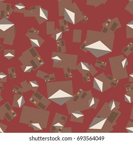 Background pattern with open mail envelope. Modern doodle pop art sketch. Bright seamless pattern with colorful envelopes, letters. For textiles, packaging paper.